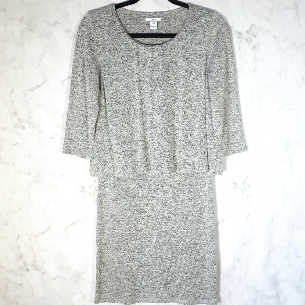 Bar lll Layered Heather Grey Top Crew Neck Tunic M